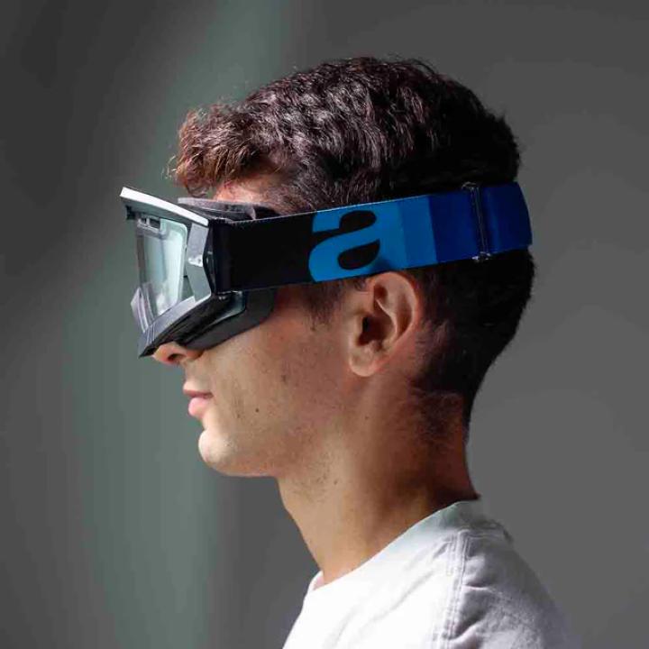 RC FLOW GOGGLES, BLUE STRAP, CLEAR DOUBLE VENTILATED LENS ARIETE 200 GEL